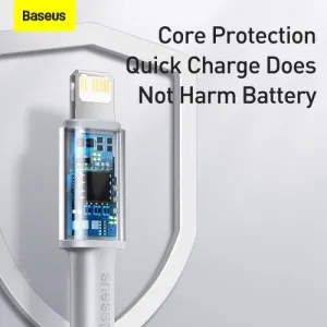 Kábel USB-C do Lightning Baseus High Density Braided, 20W, PD, 2m (biały) 024643