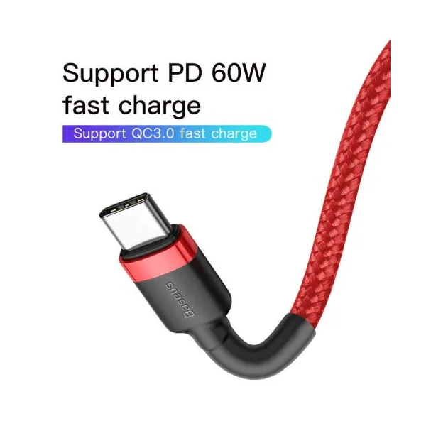 Nabíjací/dátový kábel Baseus Cafule Series USB-C na USB-C PD2.0 60W Blesk 1m, červený