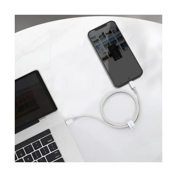 Kábel USB-C do Lightning Baseus High Density Braided, 20W, PD, 2m (biały) 024643