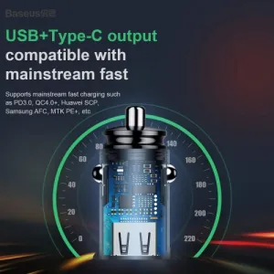 Baseus Circular PD QC4.0+ 5A 30W autonabíjačka (čierna) 017491