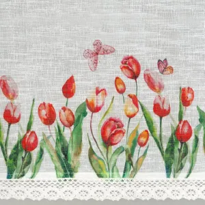 ArtFir Záclona STELLA P | biela s tulipánmi 150 x 30 cm