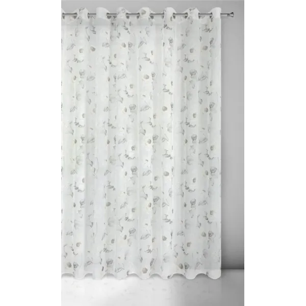 ArtFir Záclona BESSY K | sivé kvety 350 x 250 cm