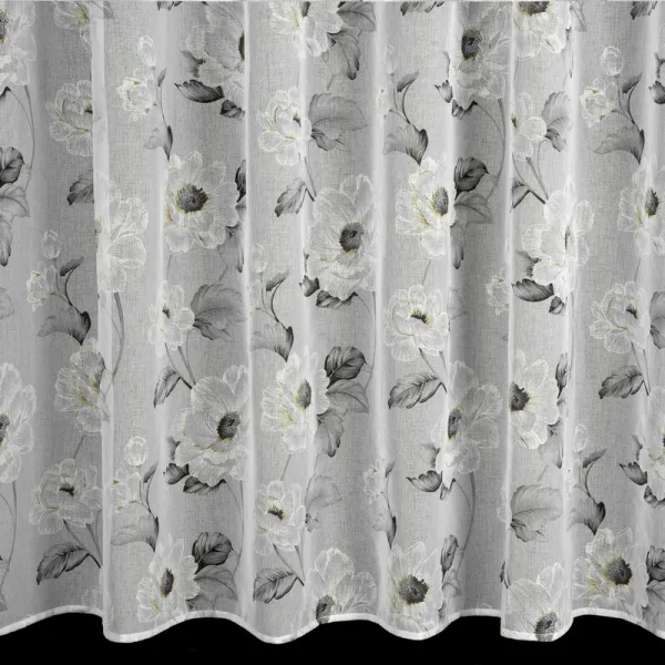 ArtFir Záclona BESSY K | sivé kvety 350 x 250 cm