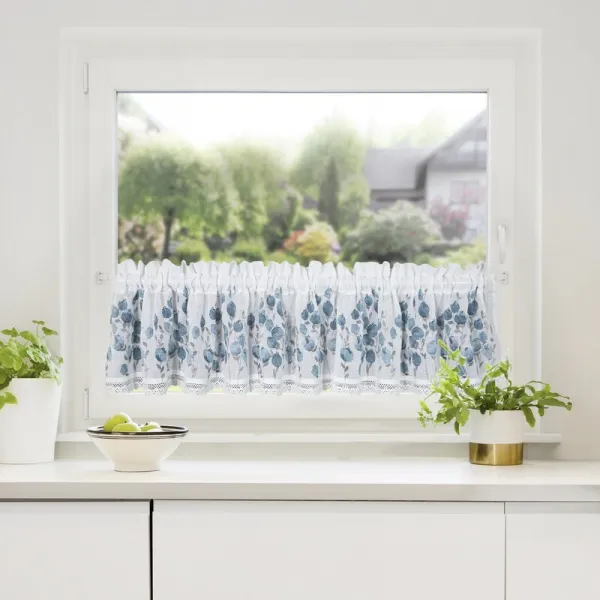 ArtFir Záclona POLA | modré kvety 150 x 30 cm