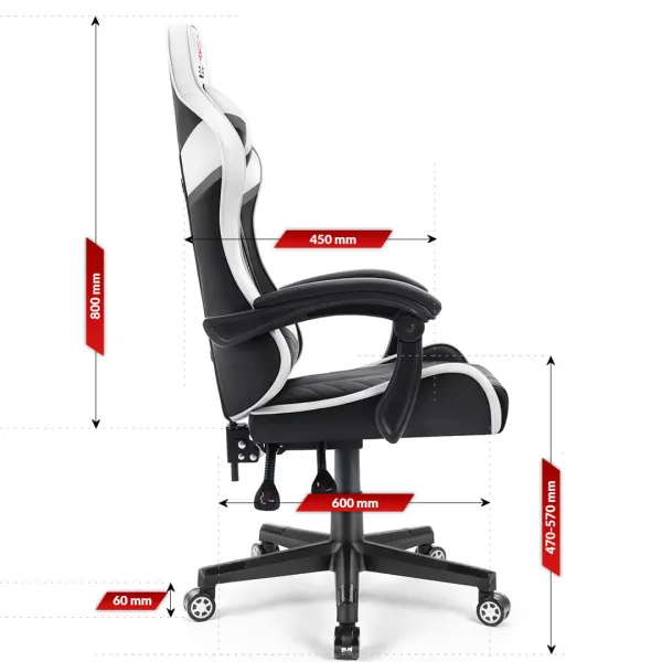 Herná stolička Hell's Chair HC-1004 WHITE Black Grey