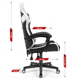 Herná stolička Hell's Chair HC-1004 WHITE Black Grey