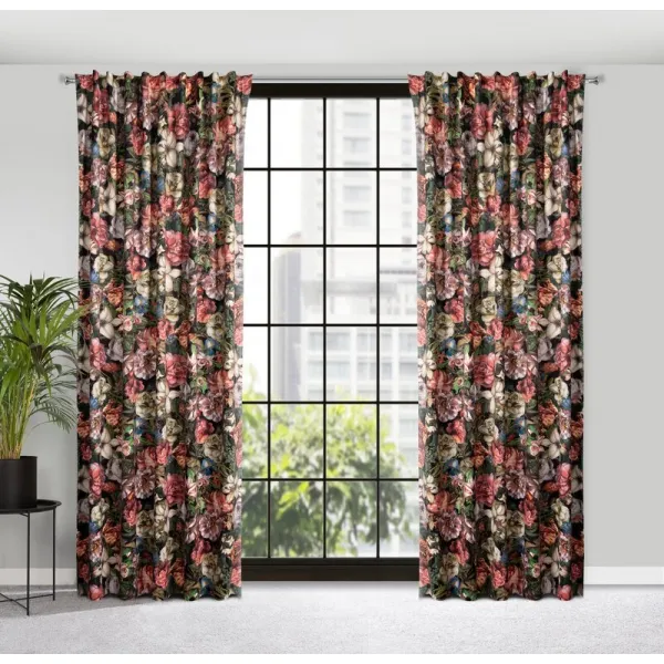 ArtFir Záves PEONIA P | bordové kvety 140 x 270 cm