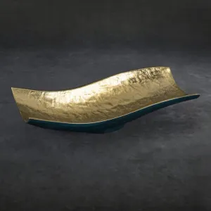 ArtFir Dekoračná miska PEDRO 2 | tmavomodrá/zlatá 33 x 15 x 8 cm