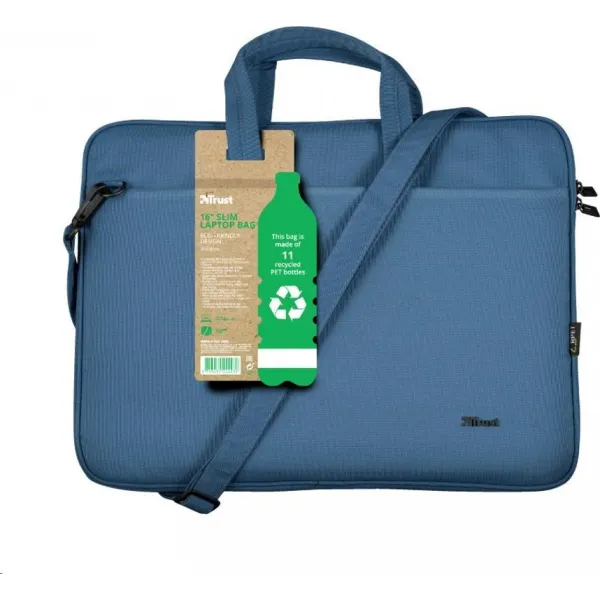 TRUST Taška na notebook 16" Bologna Slim Laptop Bag Eco, modrá