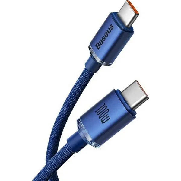 Kábel Baseus Crystal Shine USB-C na USB-C, 100 W, 1,2 m (modrý) 030621