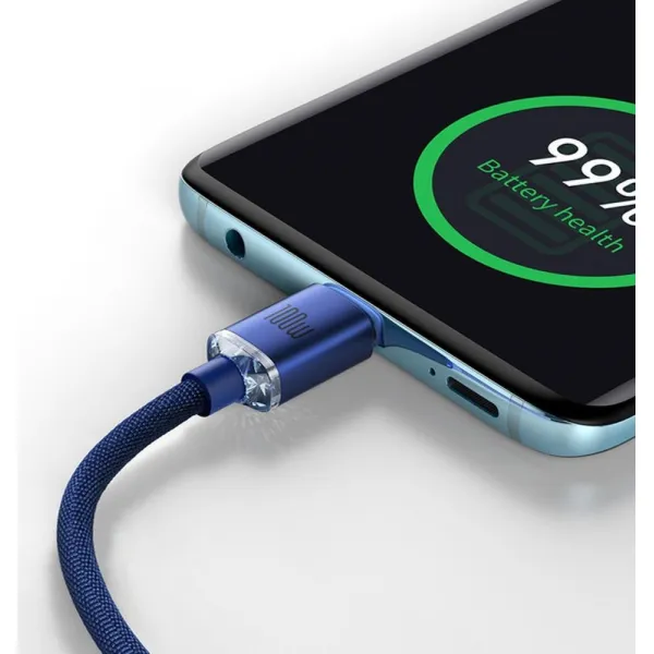 Kábel Baseus Crystal Shine USB-C na USB-C, 100 W, 1,2 m (modrý) 030621