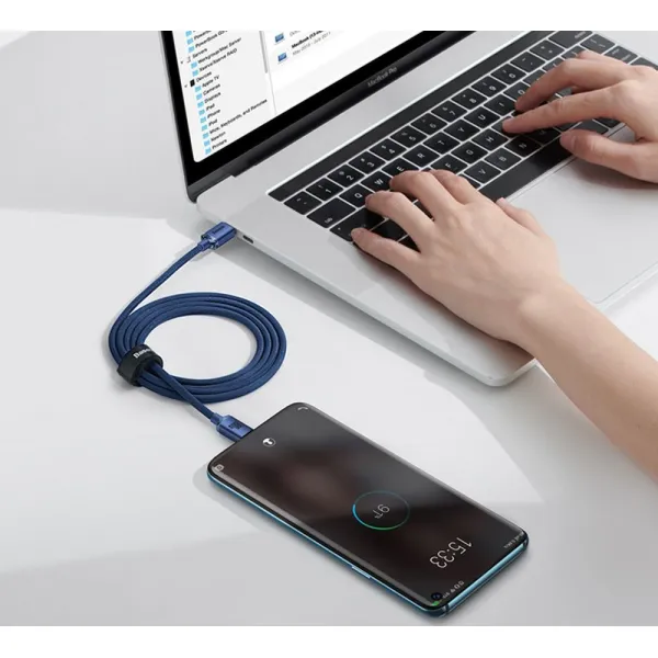 Kábel Baseus Crystal Shine USB-C na USB-C, 100 W, 1,2 m (modrý) 030621
