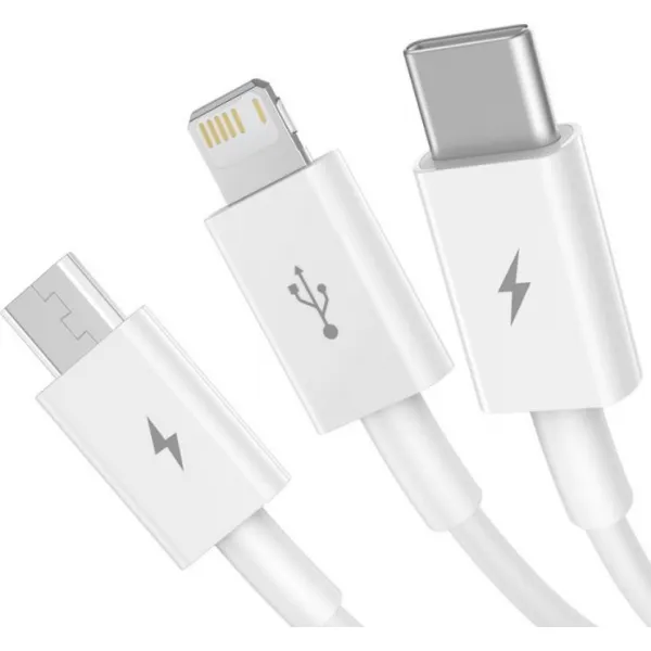Kábel USB 3w1 Baseus Superior Series, USB do micro USB / USB-C / Lightning, 3,5 A, 1,2 m (biely) 026226