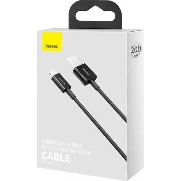 Kábel USB-Lightning Baseus Superior Series, 2,4 A, 2 m (čierny) 026621