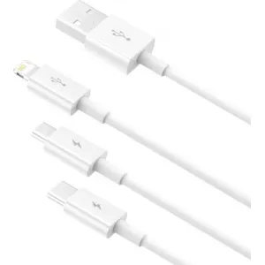 Kábel USB 3w1 Baseus Superior Series, USB do micro USB / USB-C / Lightning, 3,5 A, 1,2 m (biely) 026226