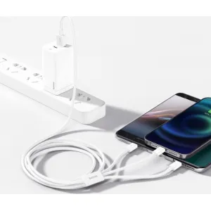 Kábel USB 3w1 Baseus Superior Series, USB do micro USB / USB-C / Lightning, 3,5 A, 1,2 m (biely) 026226