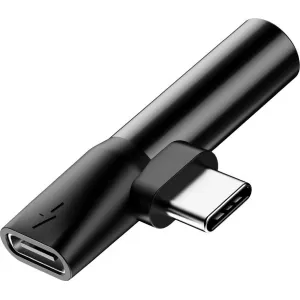 Baseus Audio adaptér USB-C na Mini Jack 3,5 mm + USB-C (čierny) 016520