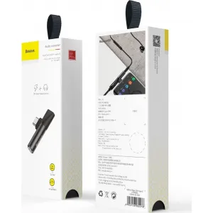 Baseus Audio adaptér USB-C na Mini Jack 3,5 mm + USB-C (čierny) 016520