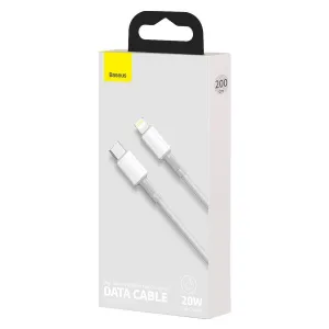 Kábel USB-C do Lightning Baseus High Density Braided, 20W, PD, 2m (biały) 024643