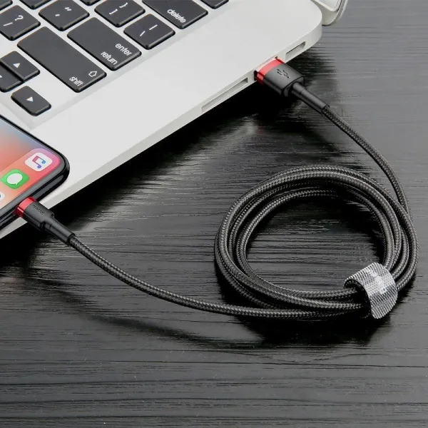 Baseus Lightning Cafule Cable 2.4A 1m Red + čierna (CALKLF-B19)