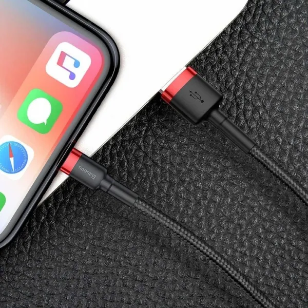 Baseus Lightning Cafule Cable 2.4A 1m Red + čierna (CALKLF-B19)