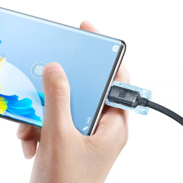 Baseus Crystal Shine Series USB-A/USB-C 100W 1,2 m nabíjací/dátový kábel, čierny