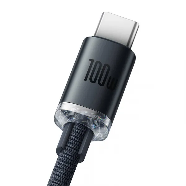 Baseus Crystal Shine Series USB-A/USB-C 100W 1,2 m nabíjací/dátový kábel, čierny