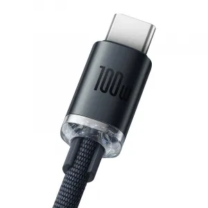 Baseus Crystal Shine Series USB-A/USB-C 100W 1,2 m nabíjací/dátový kábel, čierny