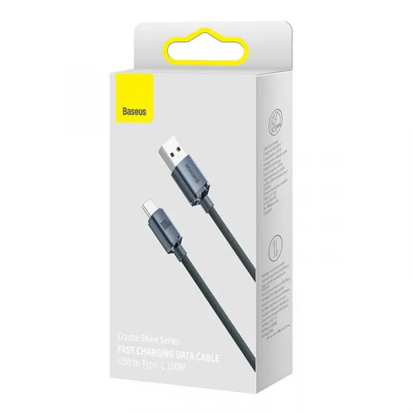 Baseus Crystal Shine Series USB-A/USB-C 100W 1,2 m nabíjací/dátový kábel, čierny