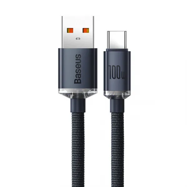 Baseus Crystal Shine Series USB-A/USB-C 100W 1,2 m nabíjací/dátový kábel, čierny