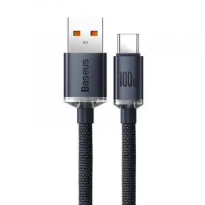 Baseus Crystal Shine Series USB-A/USB-C 100W 1,2 m nabíjací/dátový kábel, čierny