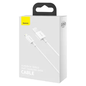 Kábel USB to Lightning Baseus Superior Series, 2,4 A, 1 m (biely) 026221