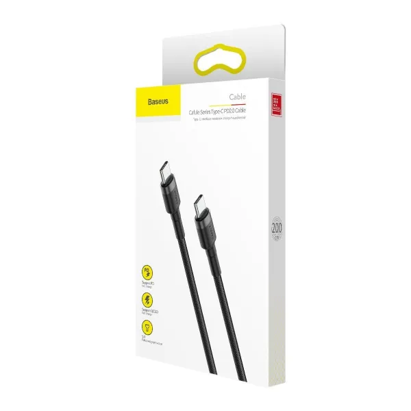 Nabíjací/dátový kábel Baseus Cafule Series USB-C na USB-C PD2.0 60W Flash 2m, sivo-čierna