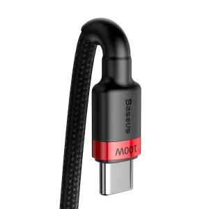 Kábel Baseus Cafule USB-C na USB-C, QC 3.0, PD 2.0, 100W, 5A, 2m (červeno-čierny) 022465