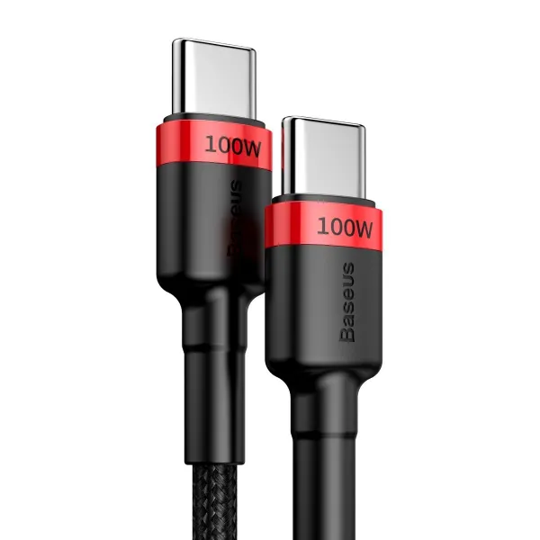 Kábel Baseus Cafule USB-C na USB-C, QC 3.0, PD 2.0, 100W, 5A, 2m (červeno-čierny) 022465