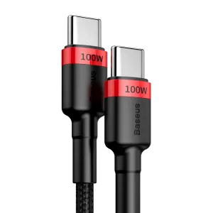 Kábel Baseus Cafule USB-C na USB-C, QC 3.0, PD 2.0, 100W, 5A, 2m (červeno-čierny) 022465