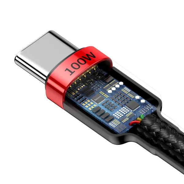 Kábel Baseus Cafule USB-C na USB-C, QC 3.0, PD 2.0, 100W, 5A, 2m (červeno-čierny) 022465