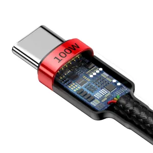 Kábel Baseus Cafule USB-C na USB-C, QC 3.0, PD 2.0, 100W, 5A, 2m (červeno-čierny) 022465