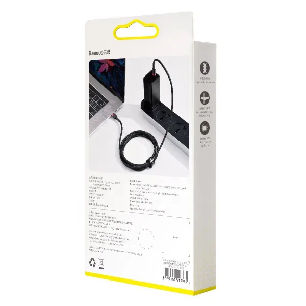 Kábel Baseus Cafule USB-C na USB-C, QC 3.0, PD 2.0, 100W, 5A, 2m (červeno-čierny) 022465