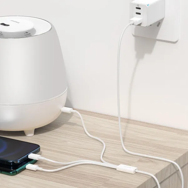 Kábel USB 3w1 Baseus Superior Series, USB do micro USB / USB-C / Lightning, 3,5 A, 1,2 m (biely) 026226
