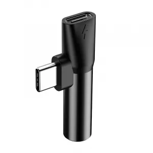 Baseus Audio adaptér USB-C na Mini Jack 3,5 mm + USB-C (čierny) 016520