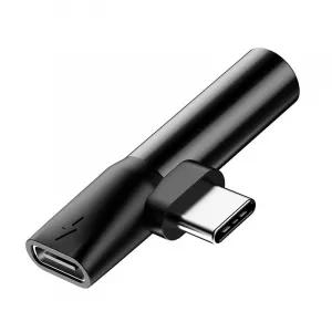 Baseus Audio adaptér USB-C na Mini Jack 3,5 mm + USB-C (čierny) 016520