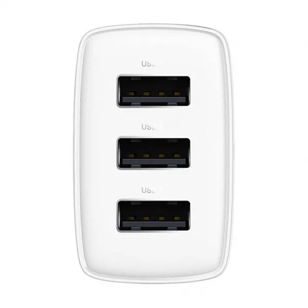 Kompaktná rýchlonabíjačka Baseus, 3x USB, 17W (biela) 033899