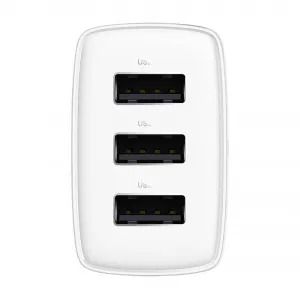 Kompaktná rýchlonabíjačka Baseus, 3x USB, 17W (biela) 033899