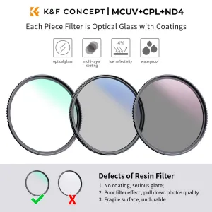 K&F Concept K&F 82mm 3ks súprava profesionálneho filtra objektívu (MCUV/CPL/ND4) +... 30855