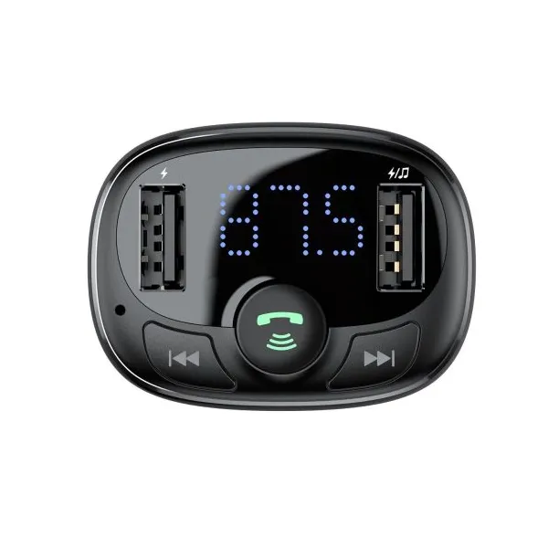 Baseus Car Charger Bluetooth FM Transmitter S-09A, BT. 4.2, 10m Range, 2x USB-A 3.4A, Micro SD card Reader, čierna (CCMT000001)