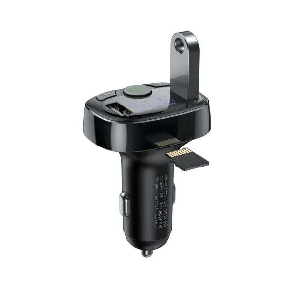 Baseus Car Charger Bluetooth FM Transmitter S-09A, BT. 4.2, 10m Range, 2x USB-A 3.4A, Micro SD card Reader, čierna (CCMT000001)