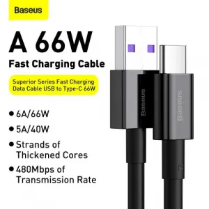 Kábel USB na USB-C Baseus Superior Series, 66 W, 2 m (čierny) 026623