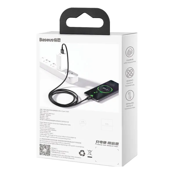 Kábel USB na USB-C Baseus Superior Series, 66 W, 1 m (čierny) 026618