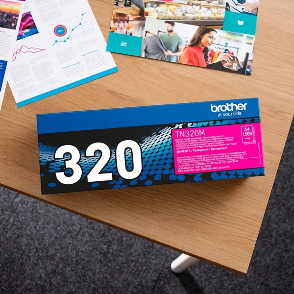 BROTHER TN-320 (TN320M), originálny toner, purpurový, 1500 strán, Pre tlačiareň: BROTHER HL-4150CDN, BROTHER HL-4570CDW, BROTHER DCP-9270CDN, BROTHER